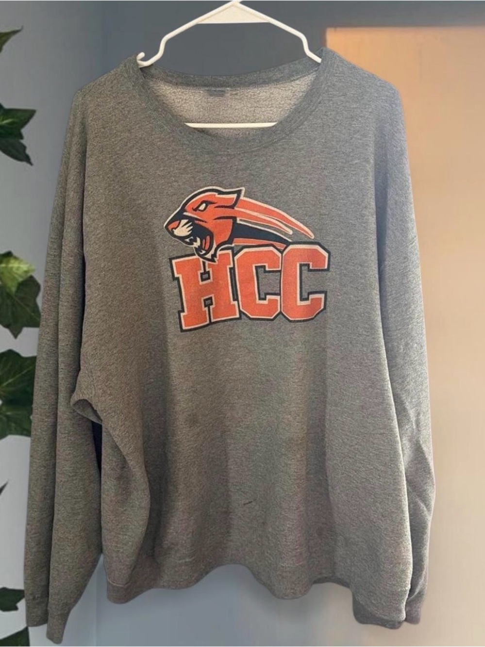 HCC Grey Sweatshirt with Orange Mascot Logo
